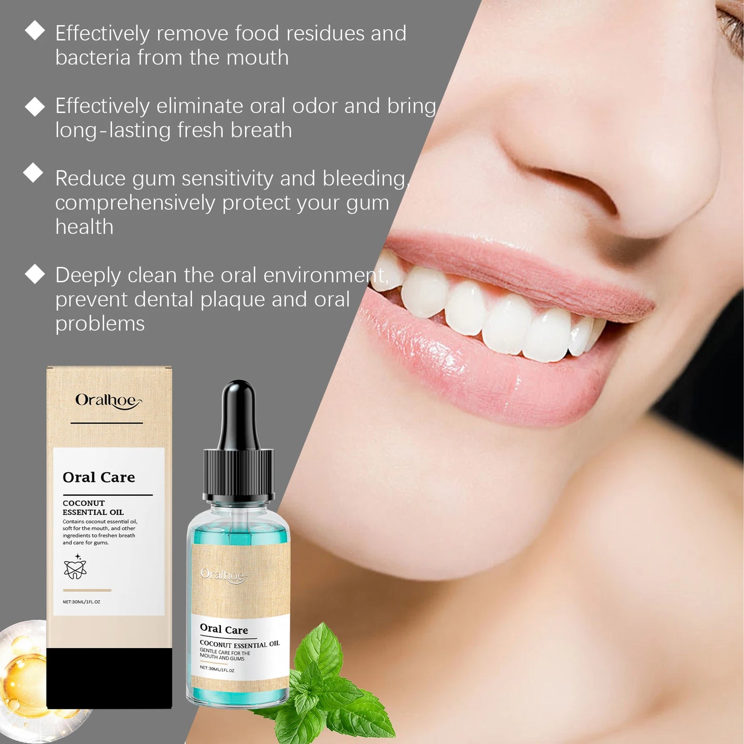 Coconut Mint Essential Oil Fresh Mouthwash